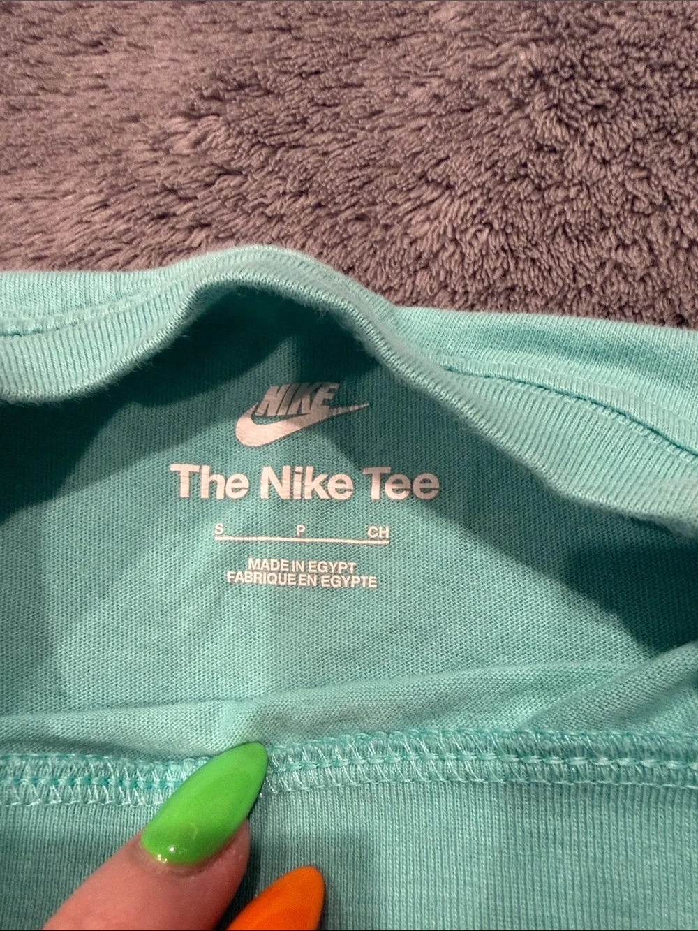 Nike Light Teal Tee with Purple Camo Swoosh Logo